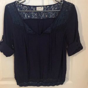 Navy blue half sleeve blouse